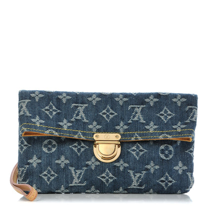 Louis Vuitton Monogram Denim Pochette Plat Clutch Blue 1 of 7