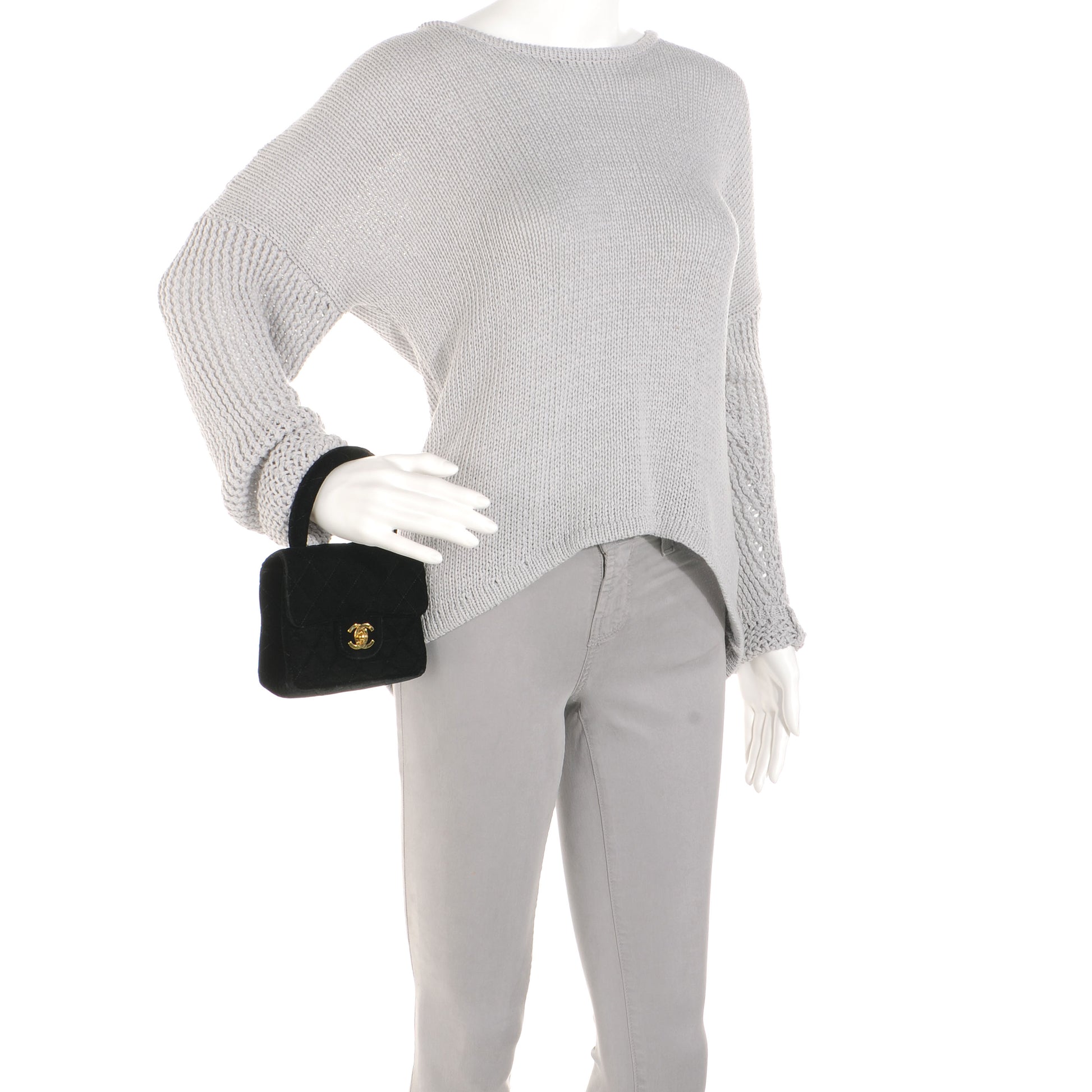 Chanel Velvet Mini Kelly Flap Black 2 of 8