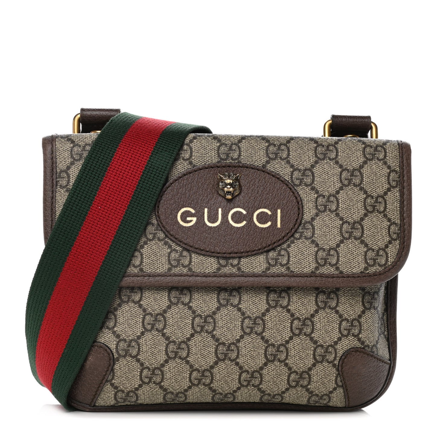 GG Supreme Monogram Web Small Neo Vintage Double Flap Messenger Bag Beige New Acero