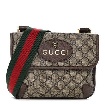 Gucci GG Supreme Monogram Web Small Neo Vintage Double Flap Messenger Bag Beige New Acero 2 of 28