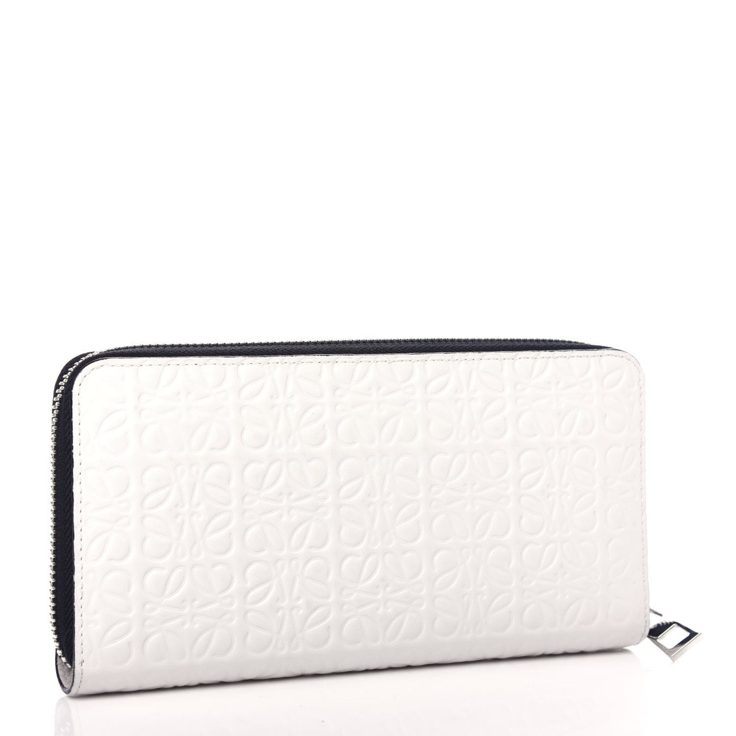 Calfskin Embossed Repeat Zip Wallet Light Oat
