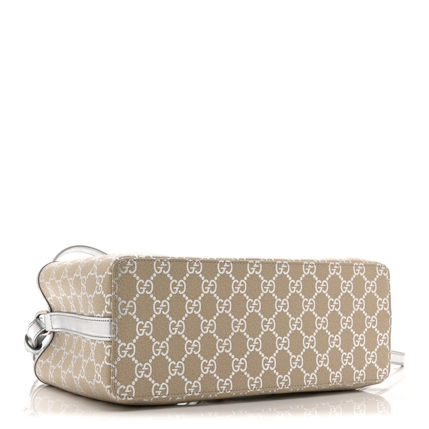 Gucci GG Supreme Monogram Emblem Medium Tote Bag  Beige Silver 4 of 10