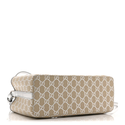Gucci GG Supreme Monogram Emblem Medium Tote Bag  Beige Silver 4 of 10