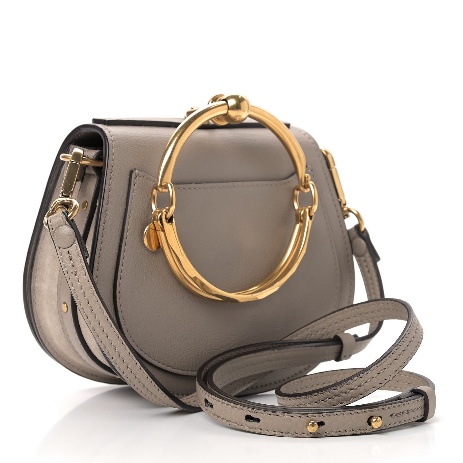 Chloe Calfskin Suede Small Nile Bracelet Bag Motty Grey 3 of 9