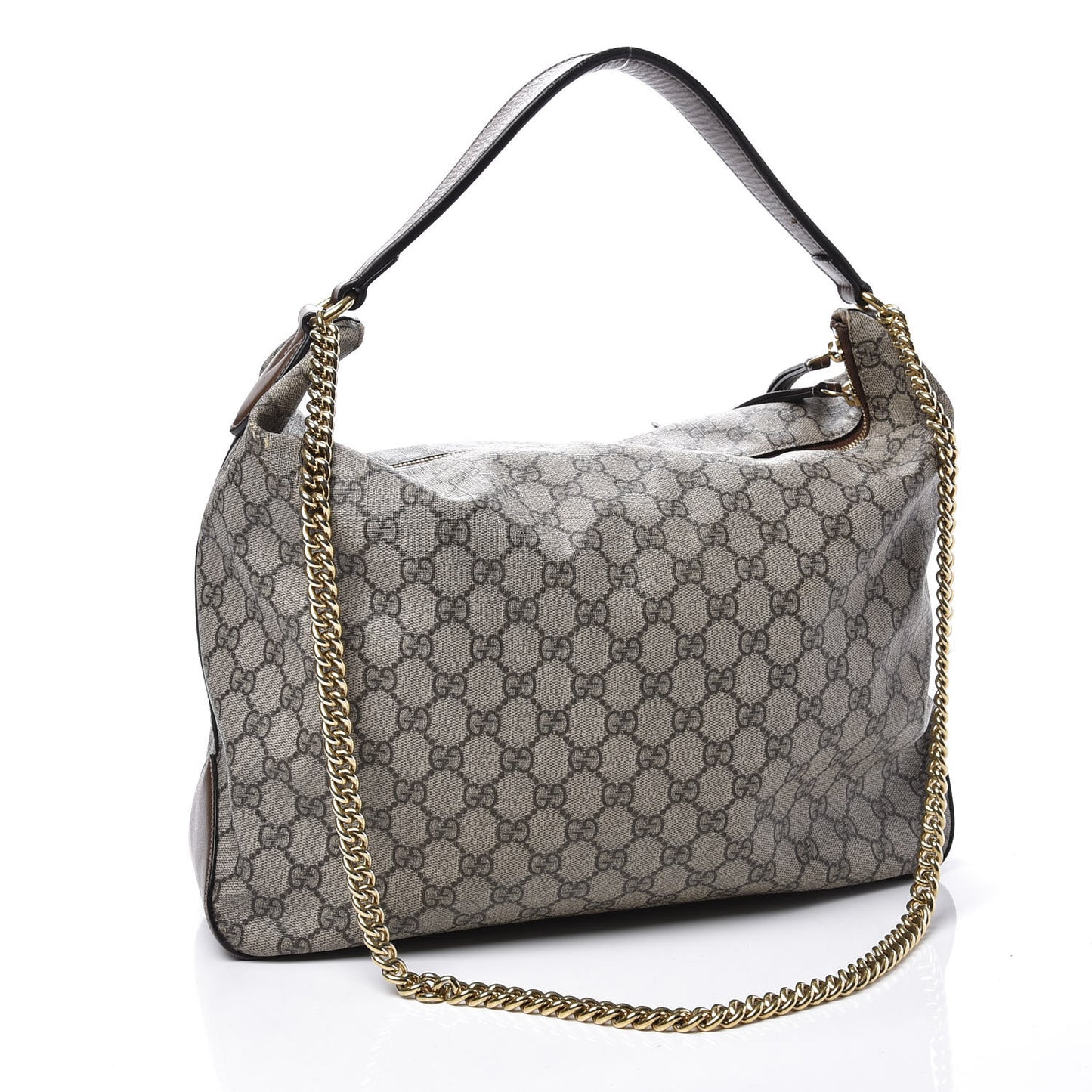 GG Supreme Monogram Large Linea A Hobo Light Brown