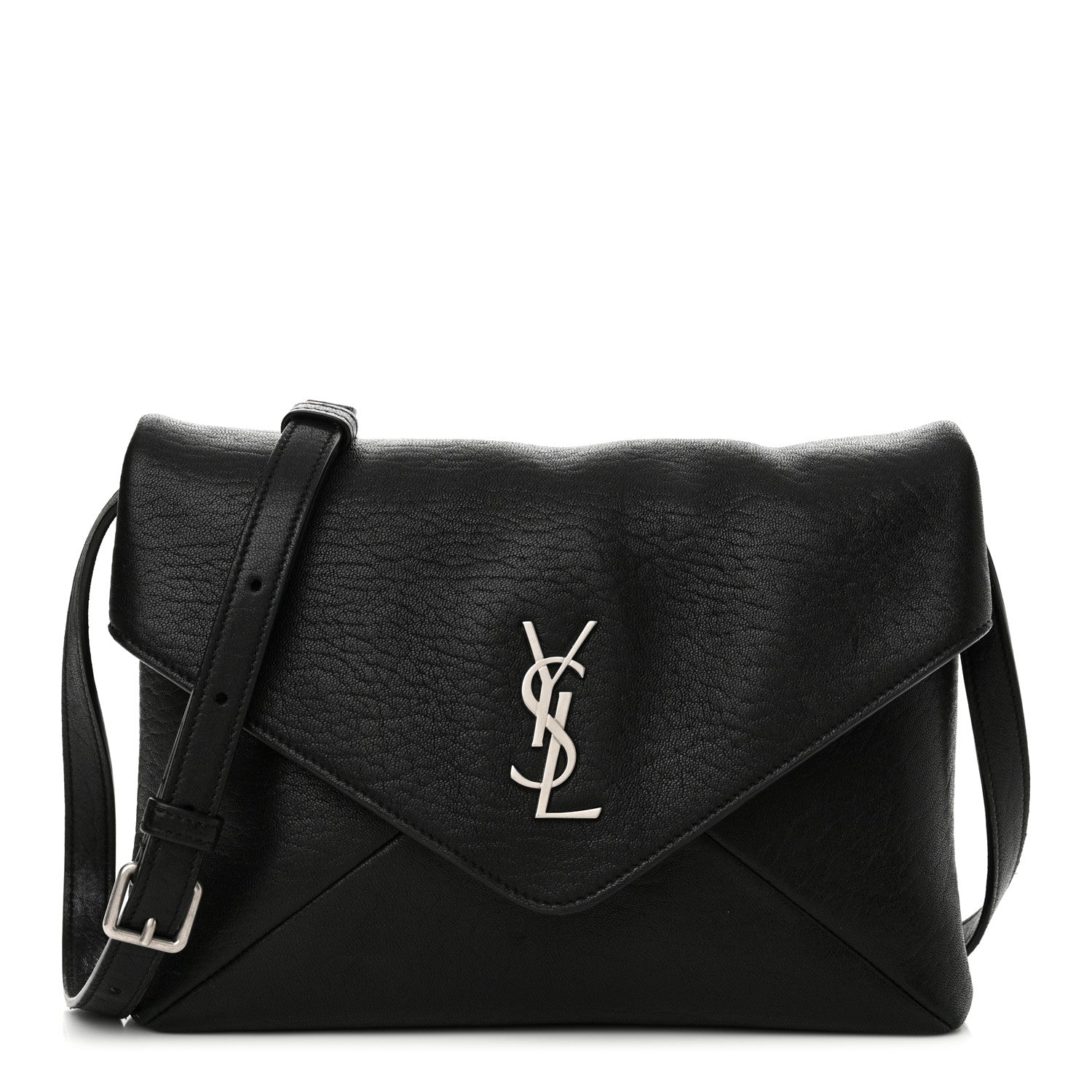 Saint Laurent Lambskin Monogram Large Pouch On Strap Black 1 of 17