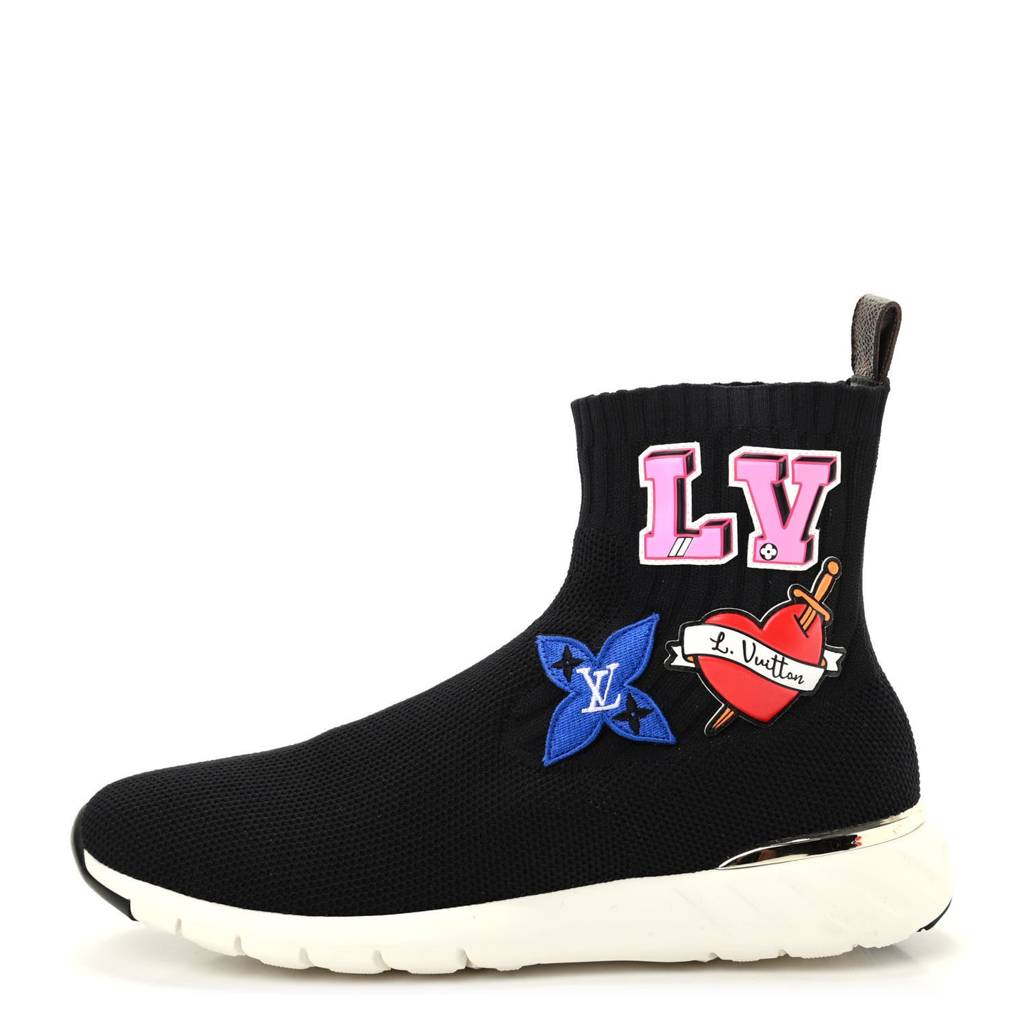 Stretch Fabric LV Black Heart Sock Sneaker 39 Black