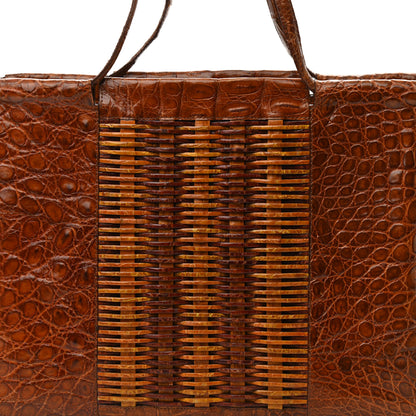 Nancy Gonzalez Crocodile Woven Top Handle Tote Brown 7 of 11