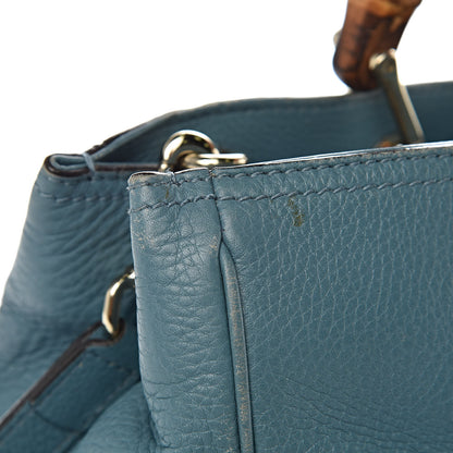 Gucci Pebbled Calfskin Medium Bamboo Shopper Tote Light Blue 16 of 22
