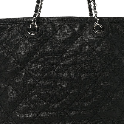 Chanel Grained Calfskin Quilted Large Daily Shopping Tote Black Black 9 of 11