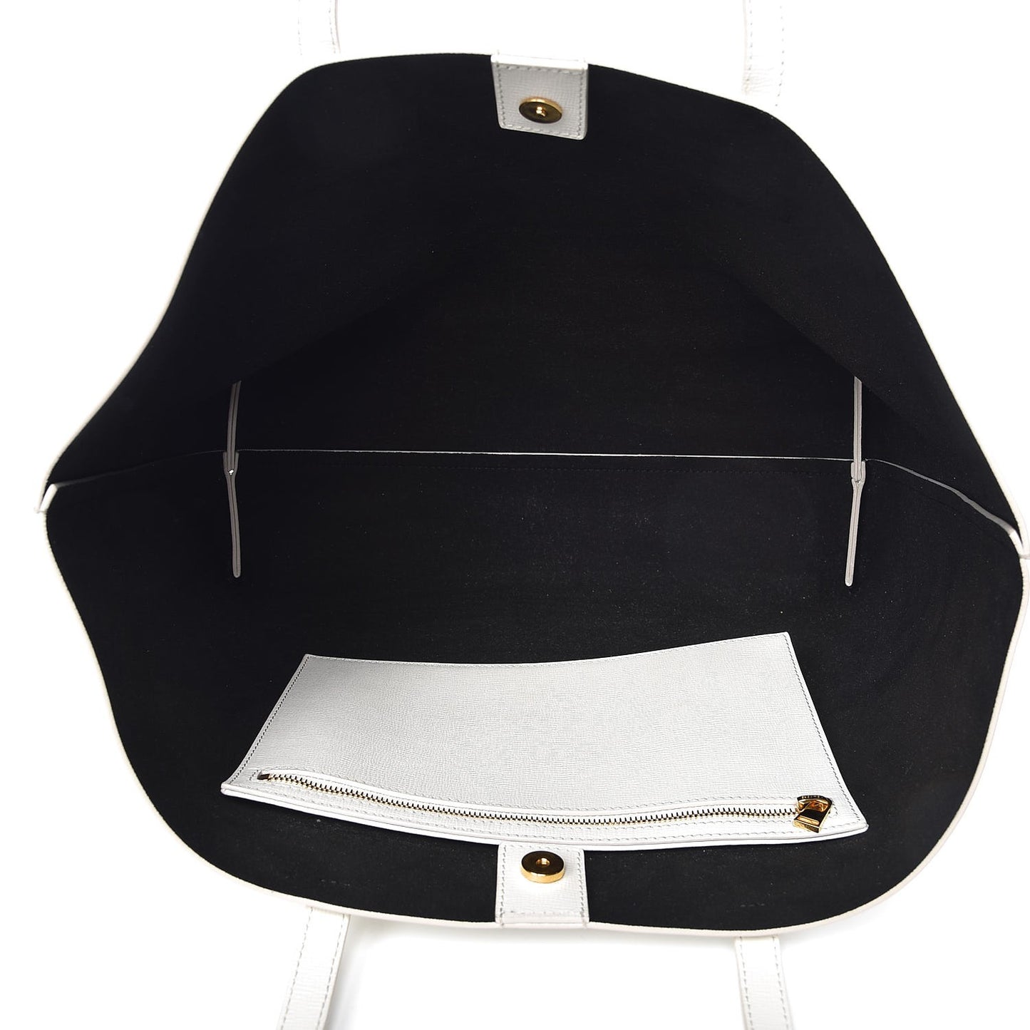 Grained Calfskin Small T Tote White
