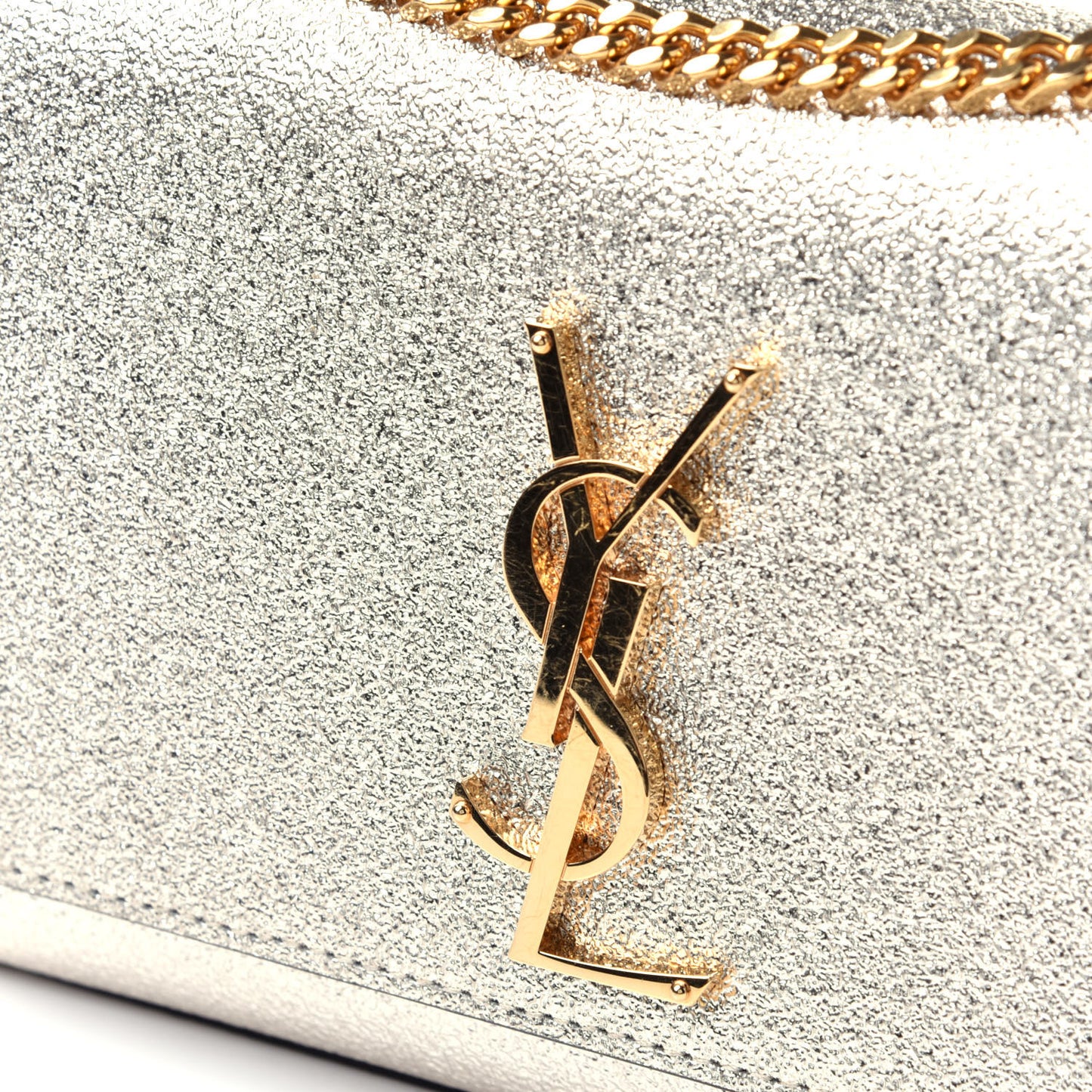 Metallic Calfskin Small Classic Monogram Kate Satchel Gold