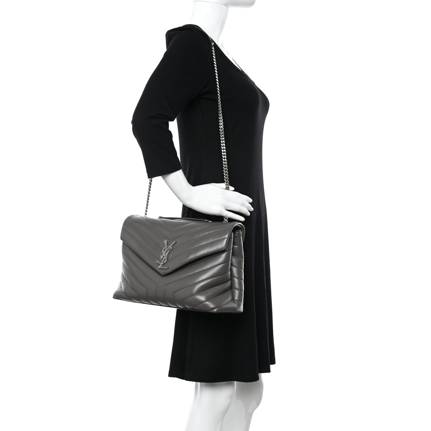 Calfskin Y Quilted Monogram Medium Loulou Chain Satchel Earth