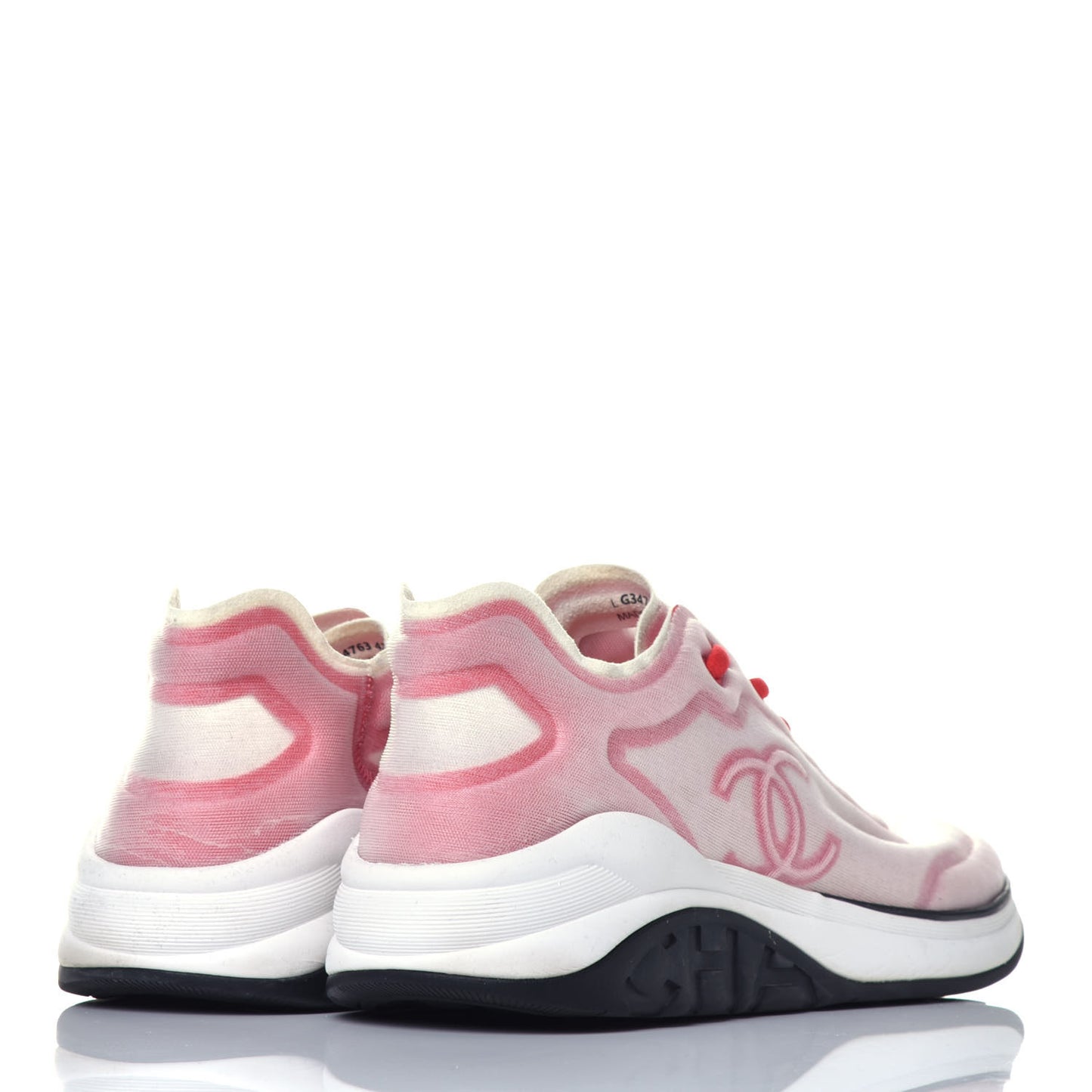 Suede Calfskin Stretch Fabric CC Sneakers 42 Pink Red
