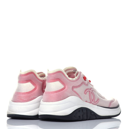 Chanel Suede Calfskin Stretch Fabric CC Sneakers 42 Pink Red 3 of 6