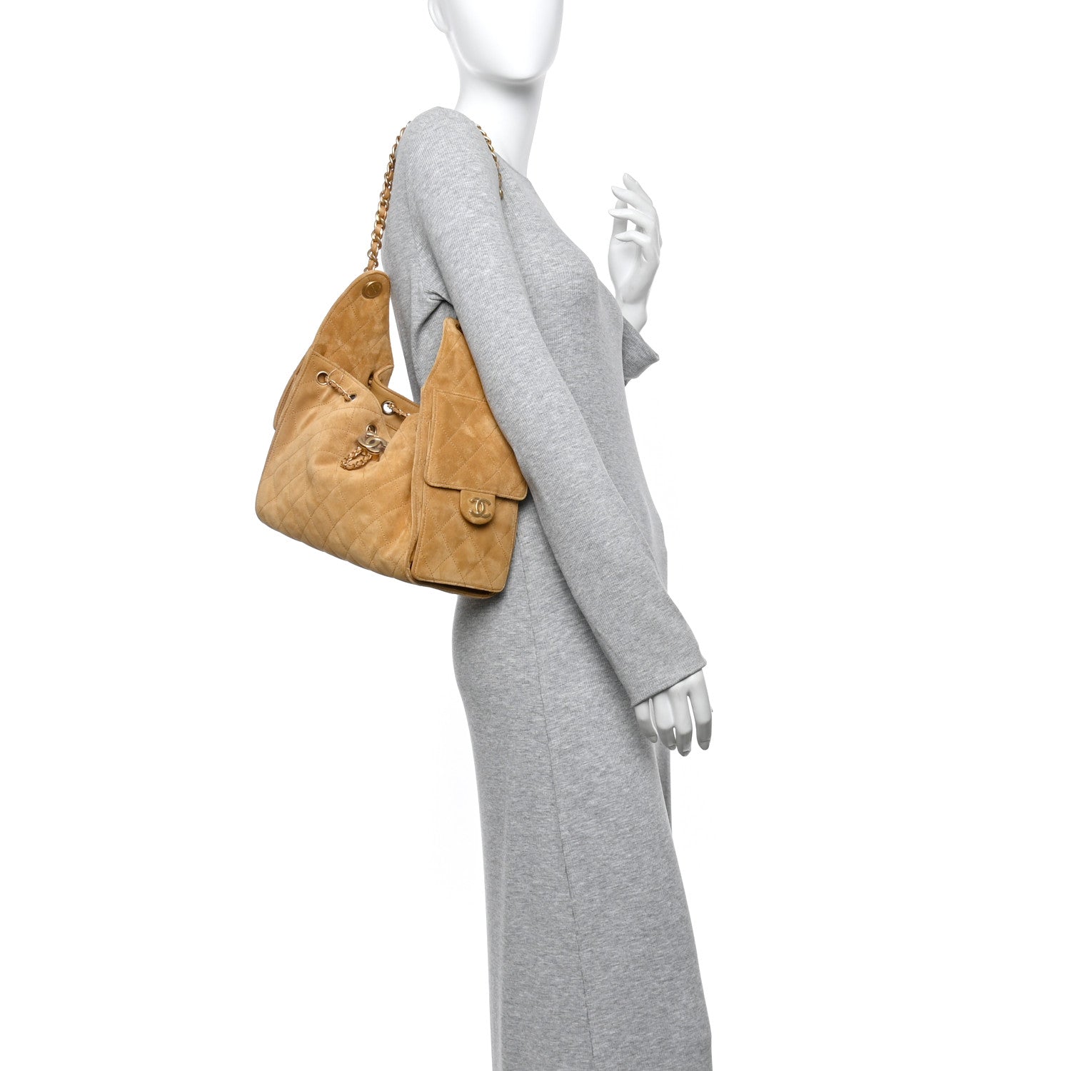 Chanel Suede Quilted Small Chanel 25 Handbag Beige 2 of 10