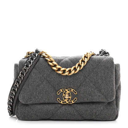 Chanel Wool Quilted Medium Chanel 19 Flap Grey 1 of 10