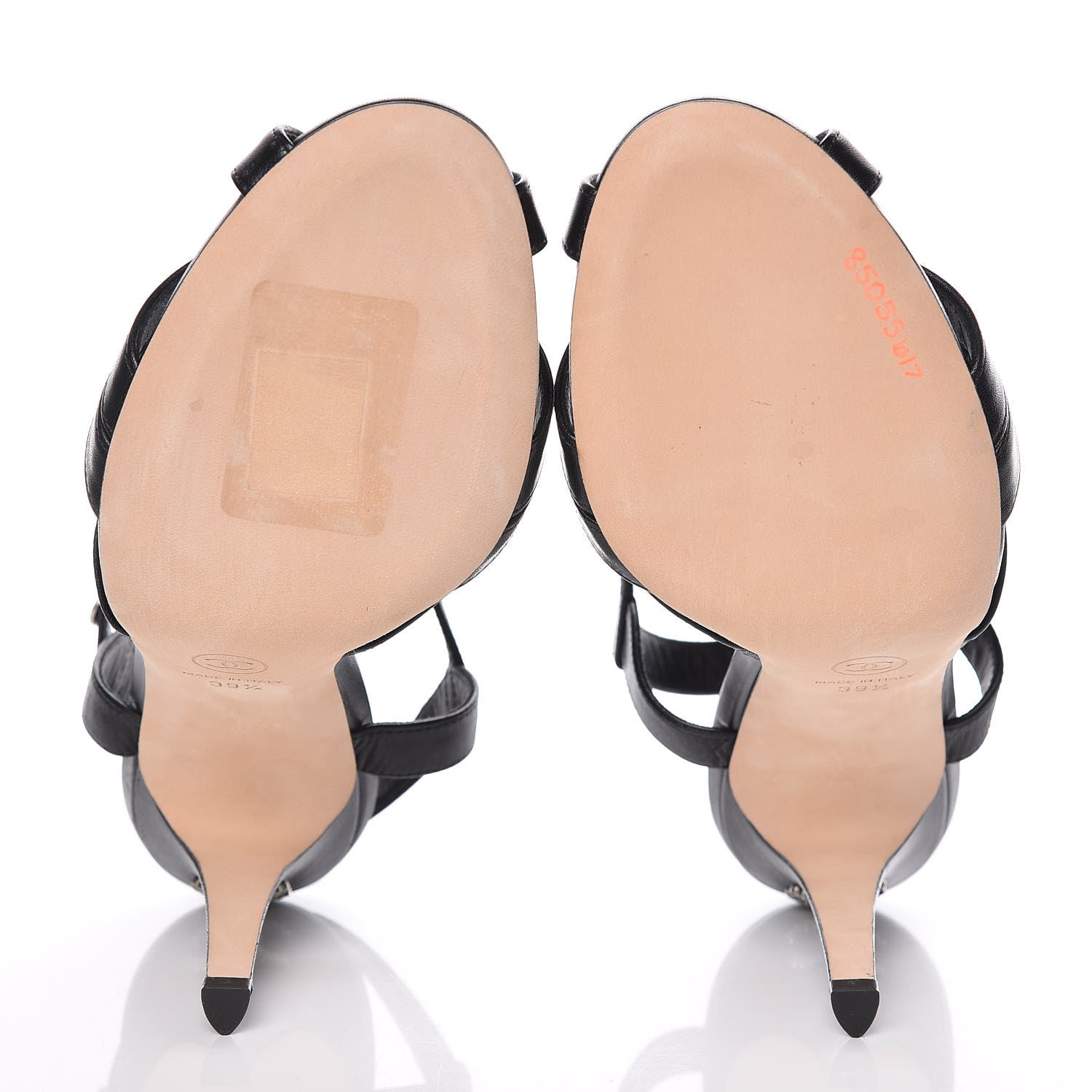 Chanel Lambskin Crystal CC Sandals 39.5 Black 8 of 13