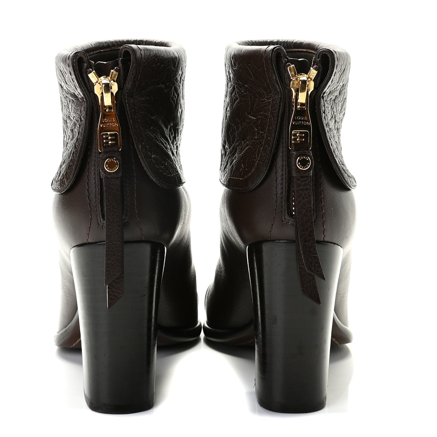 Calfskin Monogram Midtown Flat Ankle Boots 36.5 Brown
