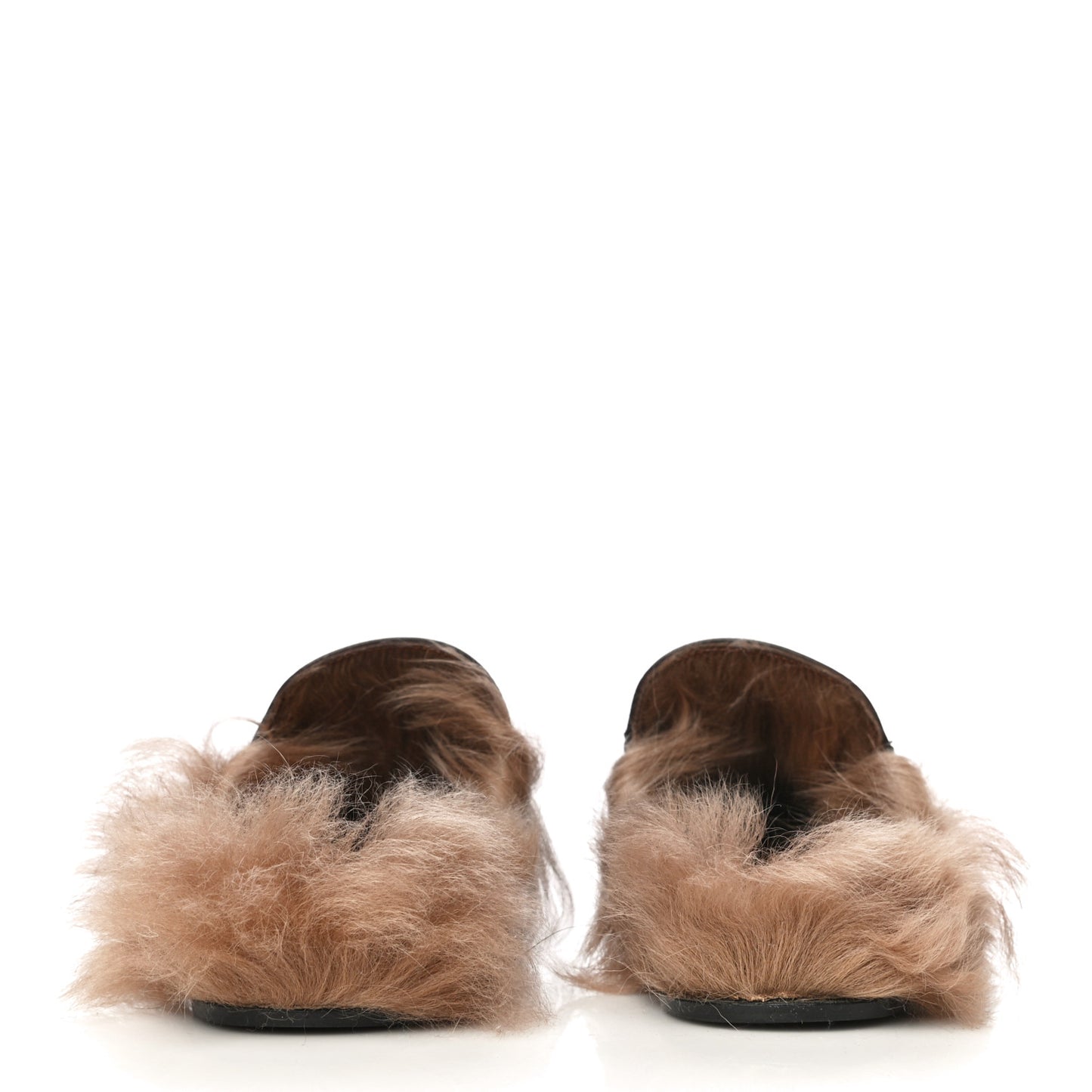 Calfskin Fur Womens Princetown Slippers 36.5 Brown