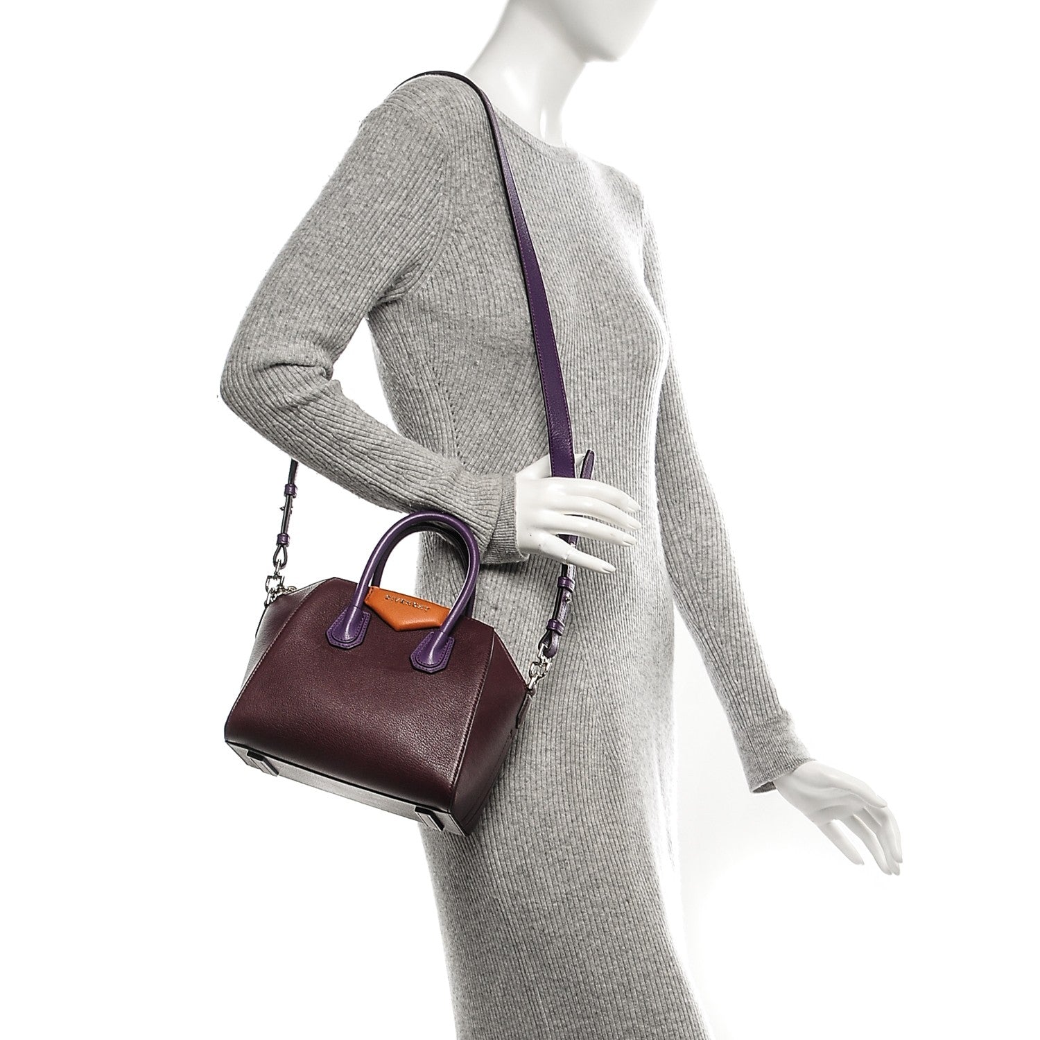 Givenchy Sugar Goatskin Mini Tri-Color Antigona Oxblood Violet Orange 2 of 6