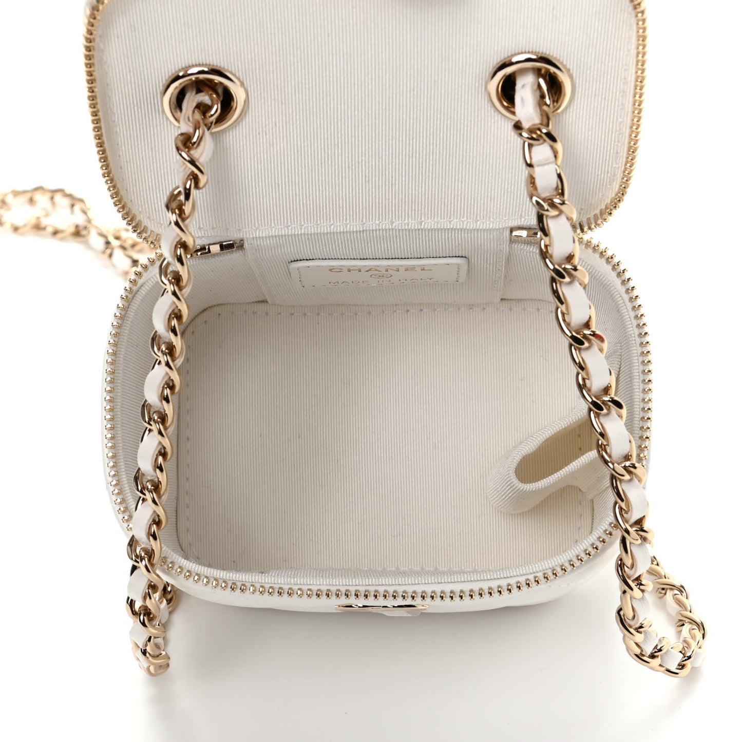 Lambskin Quilted My Chanel Lady Vanity Case With Chain White