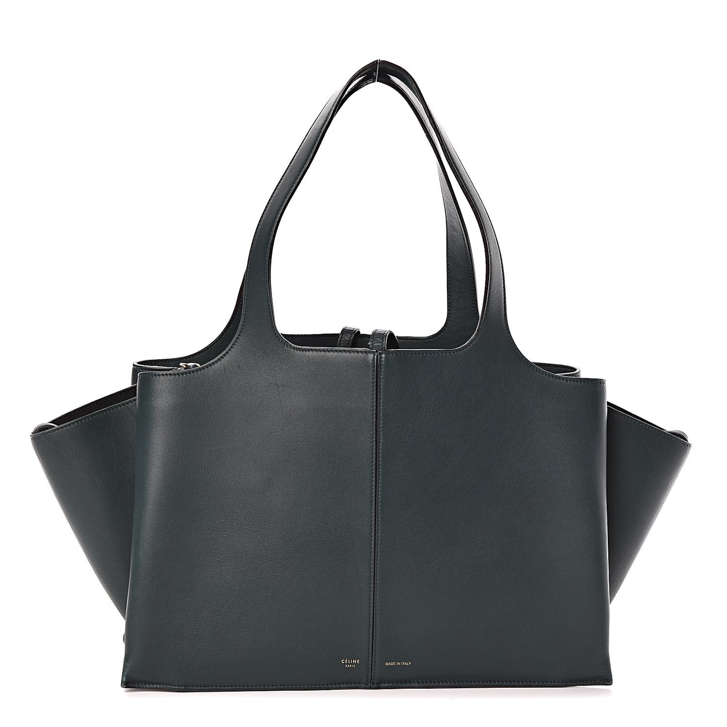 Smooth Calfskin Medium Tri-Fold Bag Bottle Green