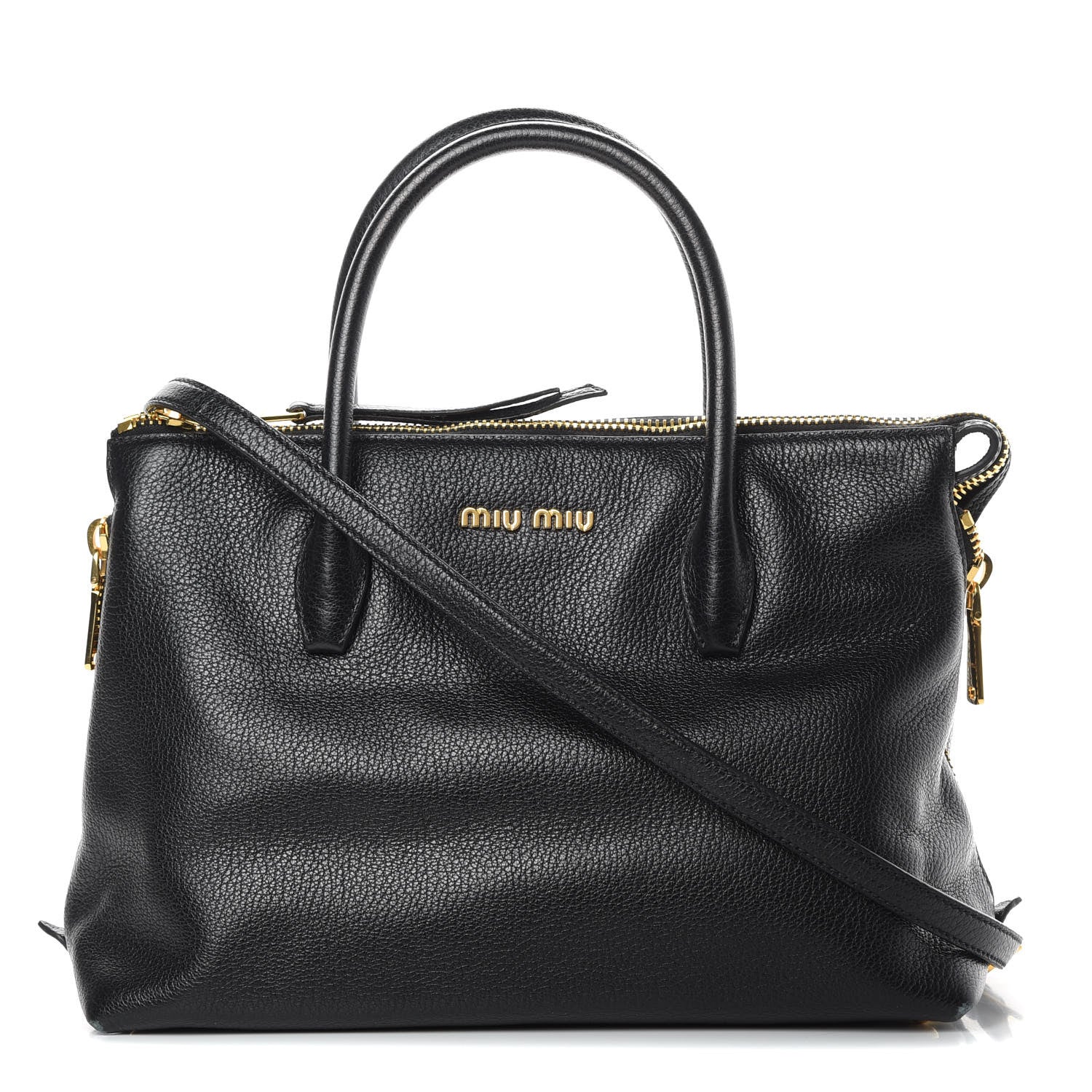 Miu Miu Goatskin Madras Zip Tote Black 1 of 15