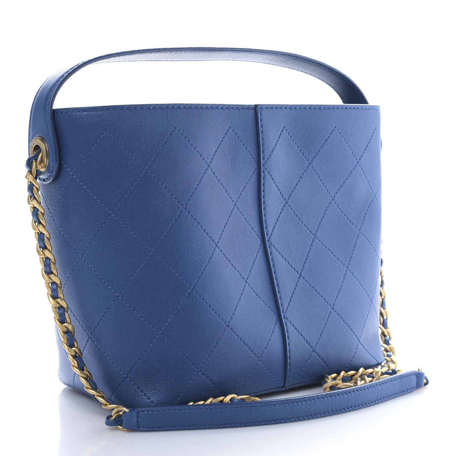 Chanel Caviar Stitched Small Shopping Bag Blue 3 of 9