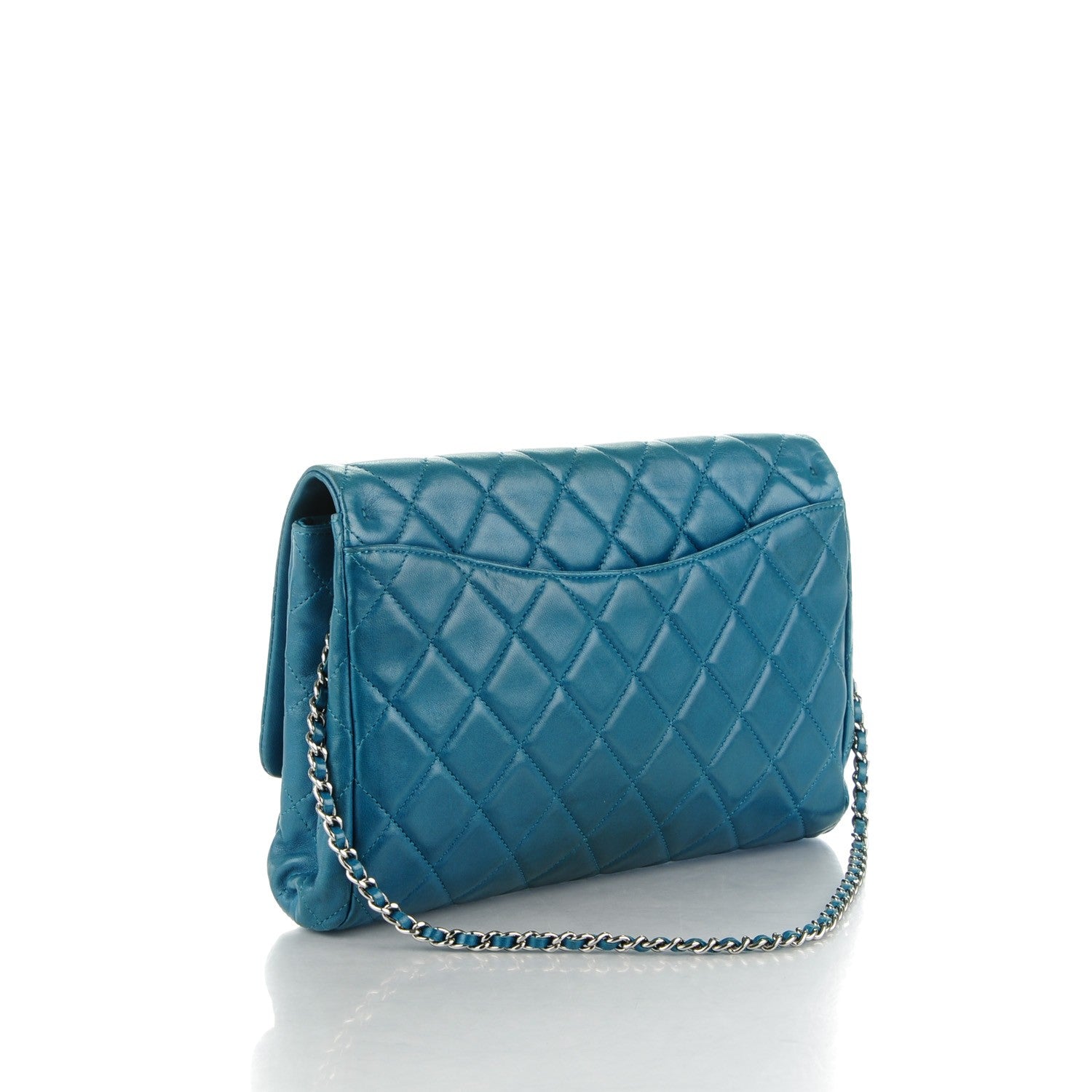 Chanel Lambskin Quilted Clutch With Chain Flap Turquoise 3 of 8