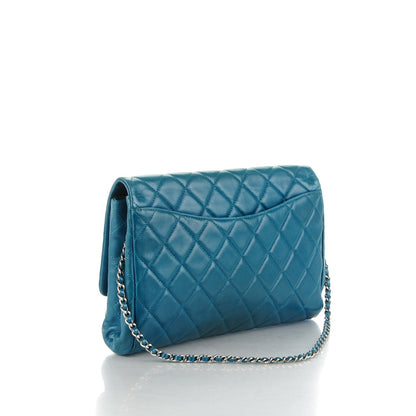 Chanel Lambskin Quilted Clutch With Chain Flap Turquoise 3 of 8
