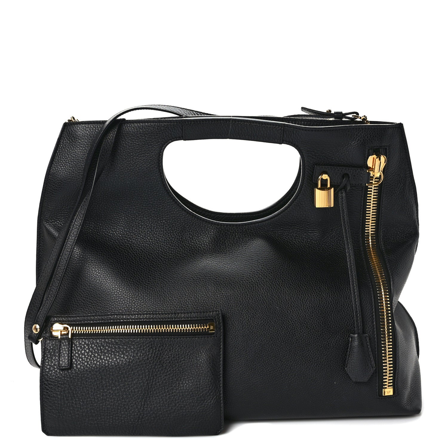 Tom Ford Grained Calfskin Alix Padlock Zip Tote Black 1 of 8