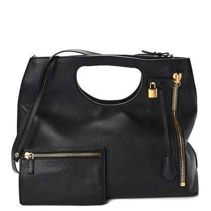 Tom Ford Grained Calfskin Alix Padlock Zip Tote Black 1 of 8