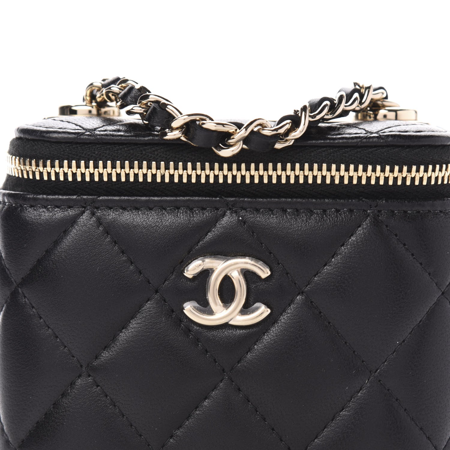 Chanel Lambskin Quilted Trendy Mini Vanity Case With Chain Black 10 of 11