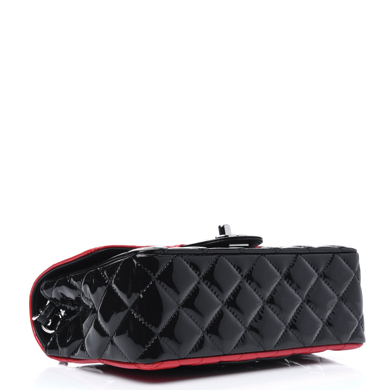 Chanel Patent Calfskin Quilted Bi-Color Mini Rectangular Flap Red Black 6 of 23