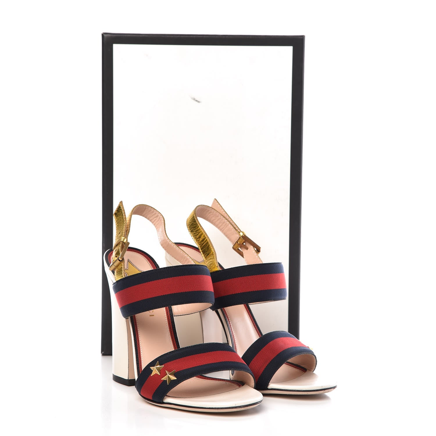Gucci Grosgrain Web Aline High Heel Sandals 38 Oro 13 of 13