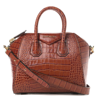 Givenchy Calfskin Crocodile Embossed Mini Antigona Cognac 1 of 10