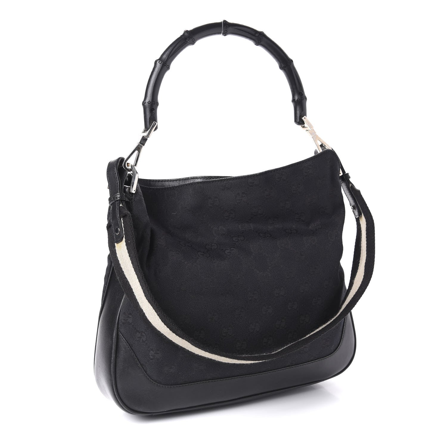 Gucci Monogram Bamboo Top Handle Bag Black 4 of 12