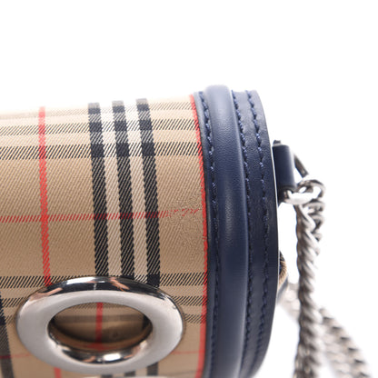Burberry Smooth Calfskin 1983 Knight Check Grommet Chain Shoulder Bag Ink Blue 10 of 12