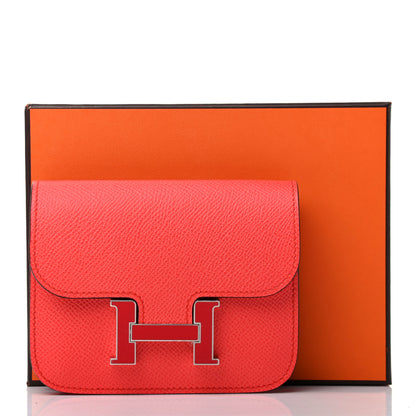 Hermes Epsom Enamel Constance Slim Wallet Rouge de Coeur Rubis 9 of 9