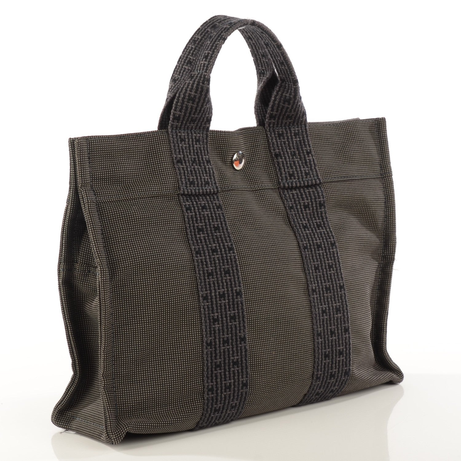 Hermes Canvas Herline PM Tote Grey 5 of 11