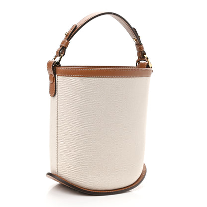 Delvaux Linen Canvas Supple Calfskin Mini Pin Daily Surpique Bucket Naturel 3 of 10