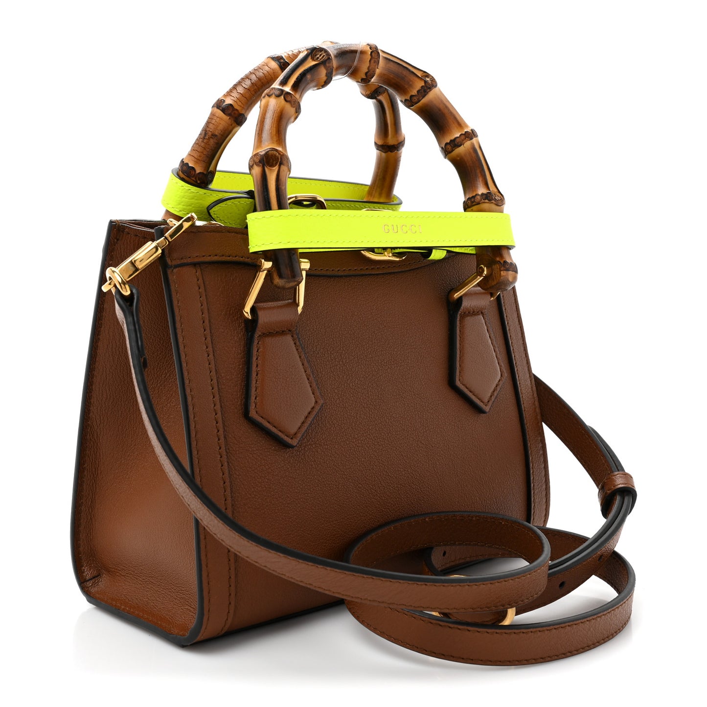 Wonka Grain Calfskin Mini Diana Tote Bag Cuir Yellow Fluo