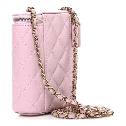 Chanel Caviar Quilted Small Vertical Coco Beauty Vanity Case With Chain Light Pink 2 of 9