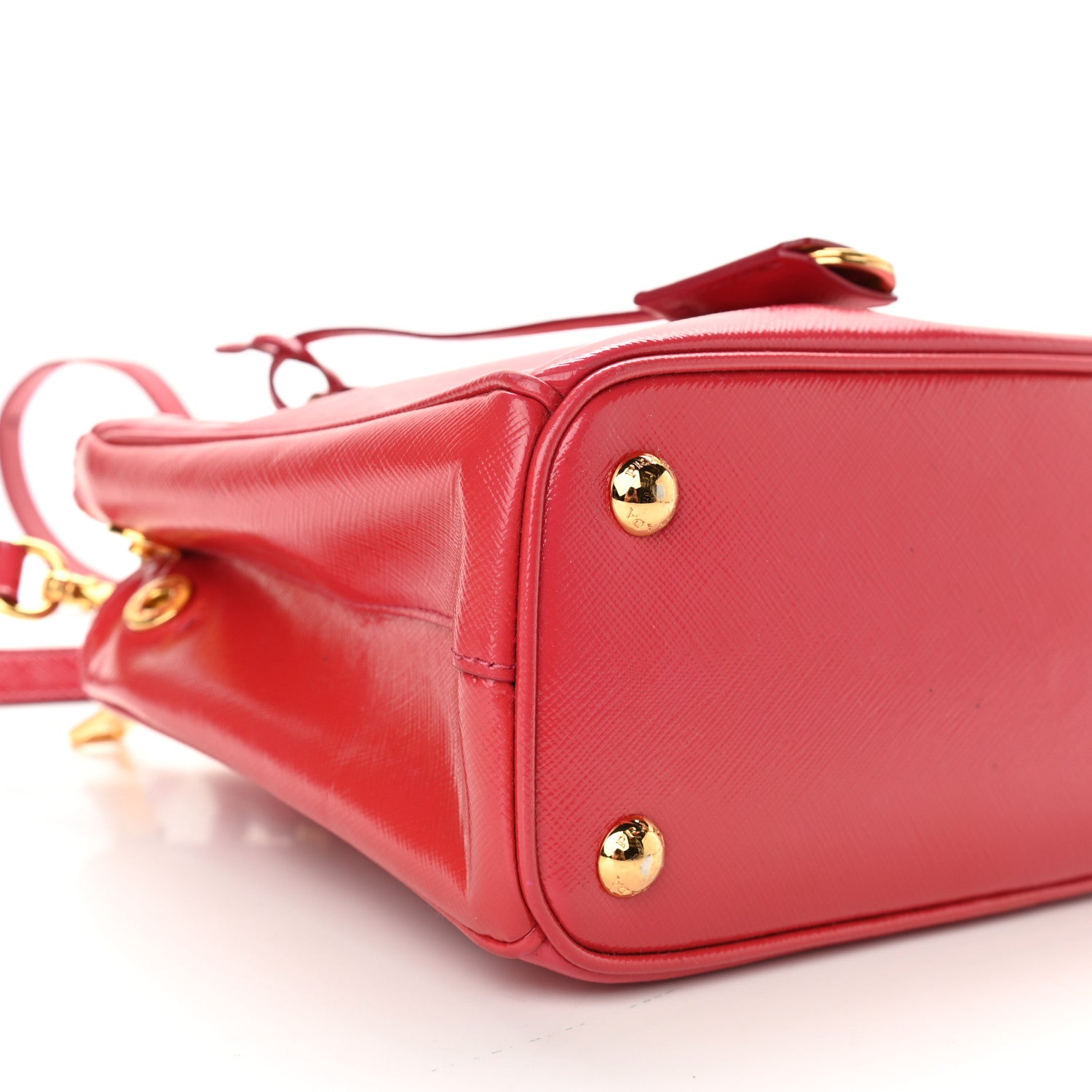 Prada Saffiano Vernice Mini Galleria Double Zip Tote Peonia 8 of 11