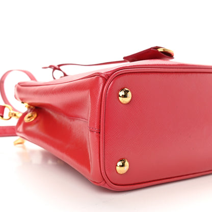 Prada Saffiano Vernice Mini Galleria Double Zip Tote Peonia 8 of 11