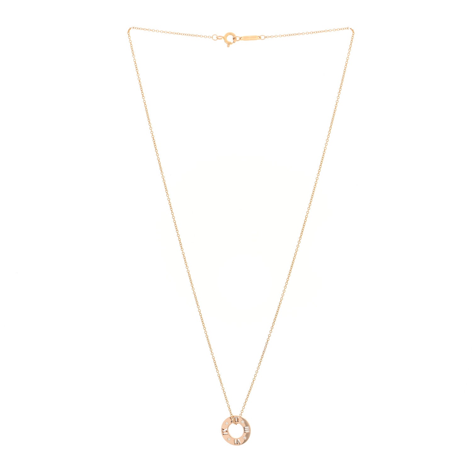 Tiffany 18K Rose Gold Diamond Atlas Pierced Pendant Necklace 3 of 5