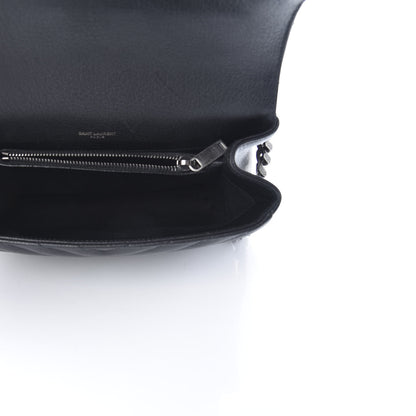 Saint Laurent Sheepskin Matelasse Chevron Monogram Medium College Bag Black 5 of 12