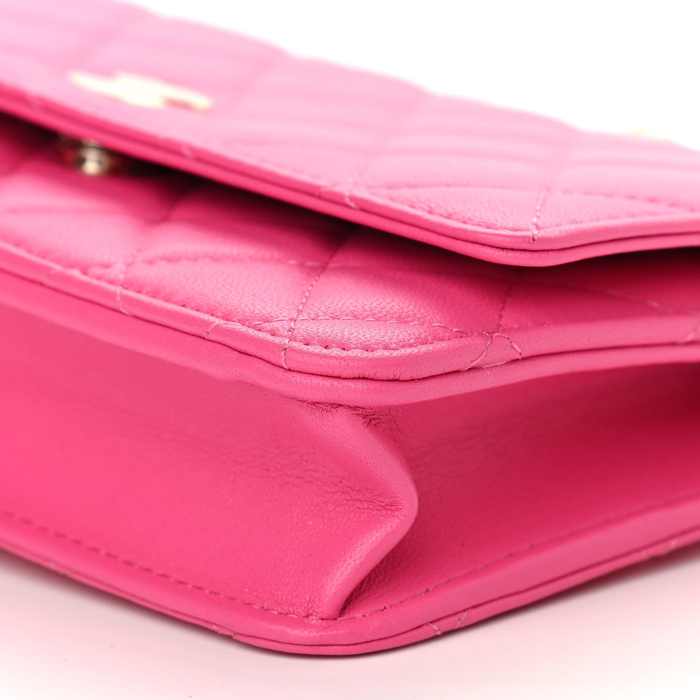 Lambskin Quilted Pearl Wallet On Chain WOC Pink
