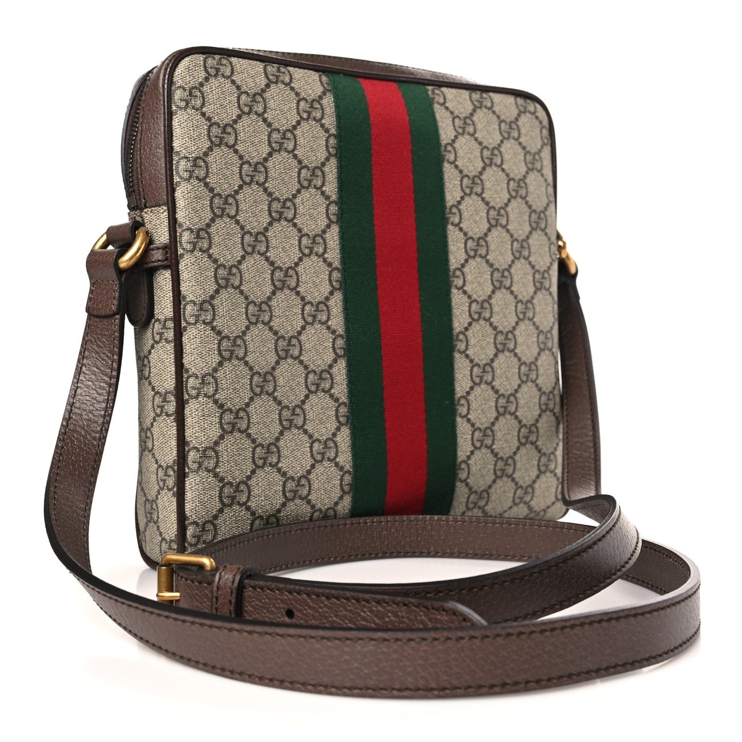 GG Supreme Monogram Web Small Ophidia Messenger Bag Brown